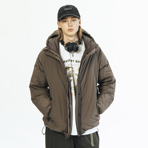 714street防水连帽羽绒服男冬季保暖加绒棉衣短款男生白鸭绒外套 商品图3