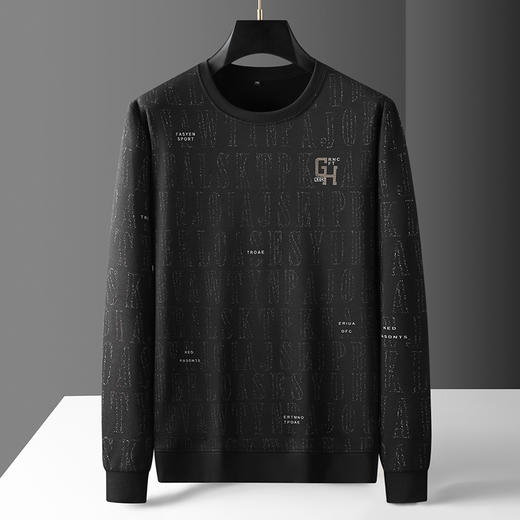 【新款DPF】大依优型大码长袖卫衣圆领套头加肥加大宽松休闲上衣男士打底 商品图4