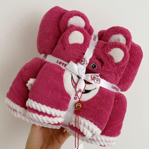 迪士尼草莓熊毛巾浴巾两件套 商品图2