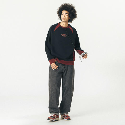 714street潮牌重磅美式加绒卫衣男女春秋款加厚印花长袖T恤打底衫 商品图2