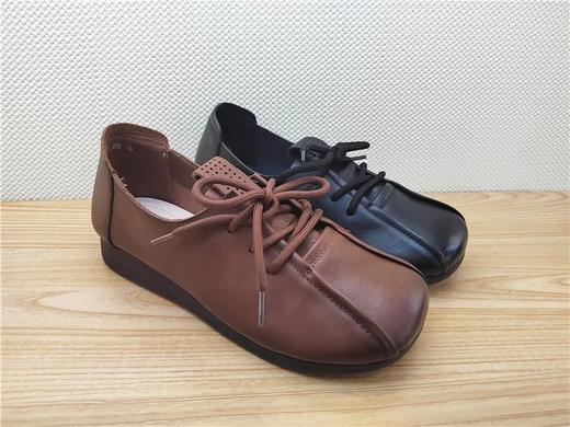 豪行2023年春季新品时尚休闲真皮平底浅口女单鞋23120235 商品图4