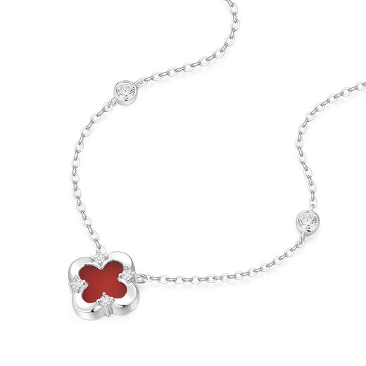 卡蒂罗/KADER 可双面佩戴 星光四叶项链 幸运四叶草璀璨光芒原创设计可调节锁骨链 平安好运浪漫星点吊坠 925银 七夕 商品图3