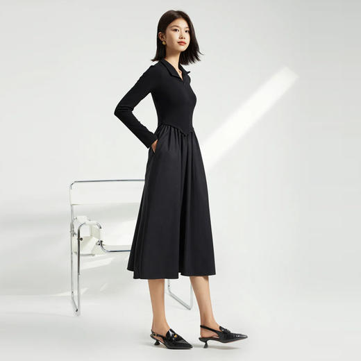 馥迦知性优雅黑色连衣裙 商品图1