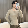秋冬螺纹内搭修身收腰长袖打底衫女有设计感上衣百搭t恤针织衫 商品缩略图3