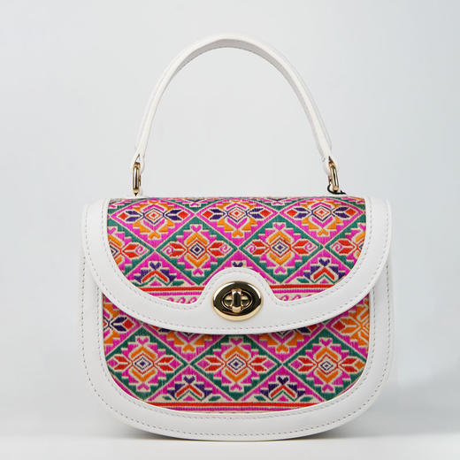深山集市·彩色数纱绣白色手提包HY05030132 商品图0