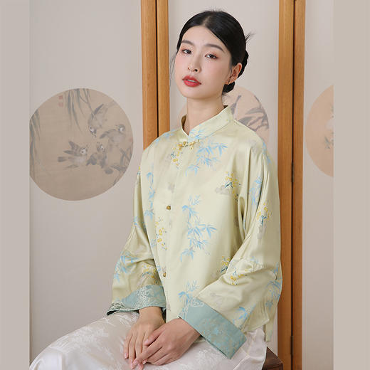 致橡树2024早秋新款中式提花衬衫中襟外套XFL246298-T 商品图2