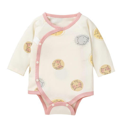 【新生儿双层护肚三角包屁衣】春秋纯棉婴儿偏开连体衣初生婴儿哈衣 商品图4