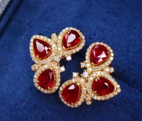 1.85ct 红宝石耳钉