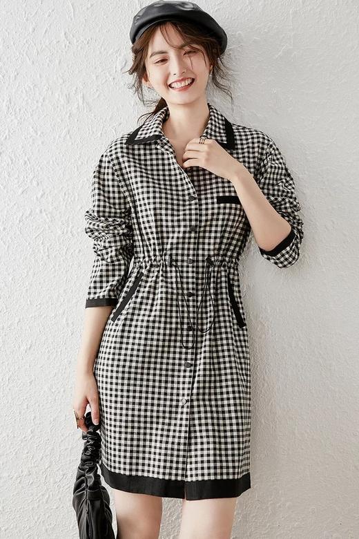 LOUIS YAO/白鹿语 黑白格纹衬衫连衣裙 13913 商品图0
