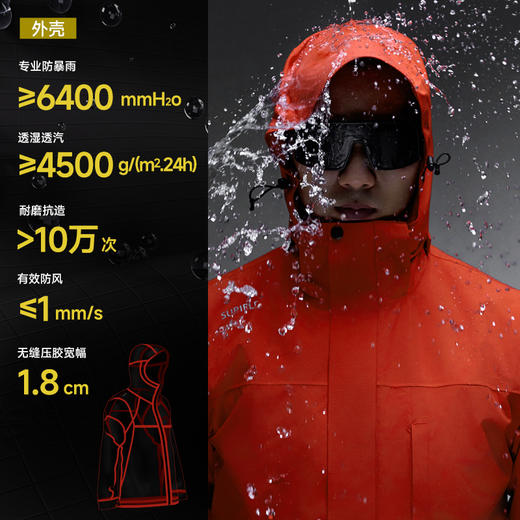 素湃Supield户外硬壳冲锋衣三合一男女秋冬外套防暴雨登山服徒步 商品图2