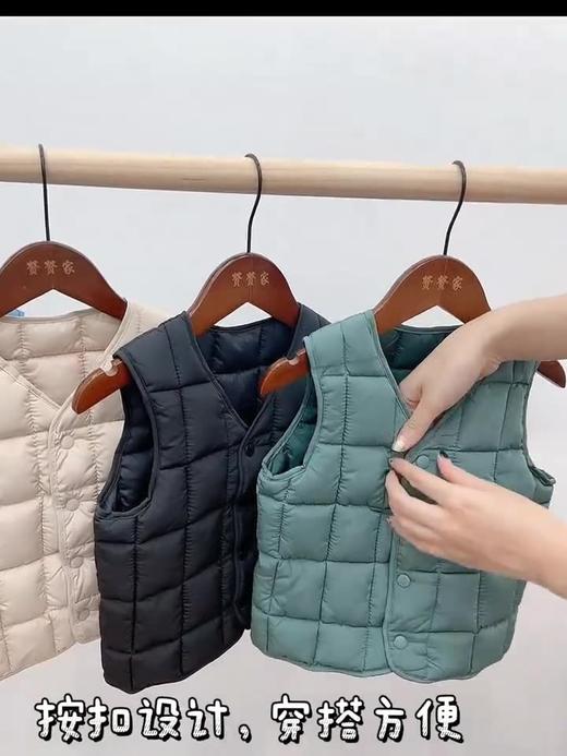 儿童双面穿羽绒棉马甲秋冬宝宝内外穿坎肩韩版男女小中童保暖背心 商品图0