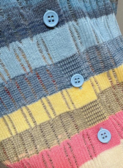 822-3渠道尾货 西太后 土星刺绣 多巴胺彩虹条纹 针织开衫 滑溜溜 商品图14