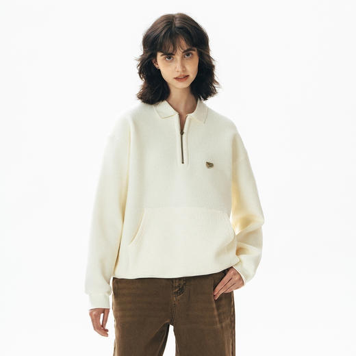 714street半拉链美式卫衣男女2024春秋潮牌外套情侣装日系长袖T恤 商品图2