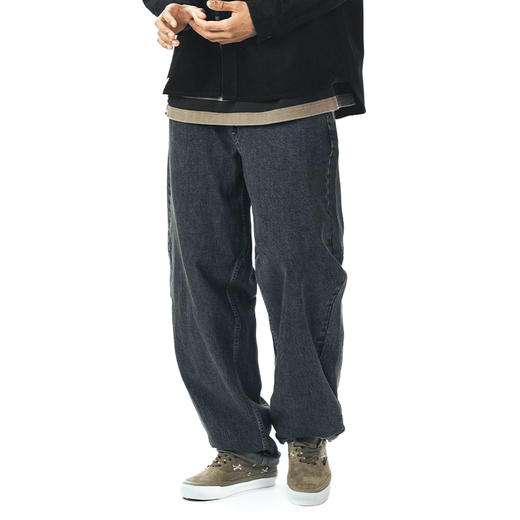 714street复古水洗直筒牛仔裤男秋冬大码休闲长裤高街阔腿裤子 商品图1