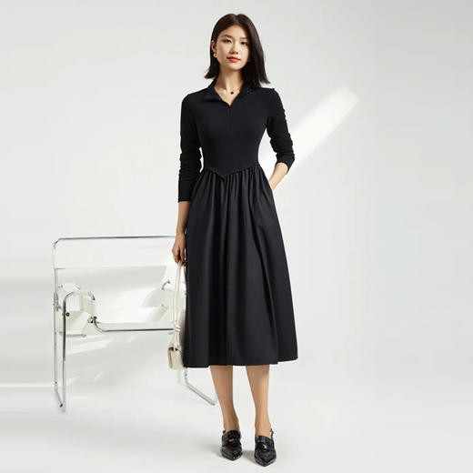 馥迦知性优雅黑色连衣裙 商品图5