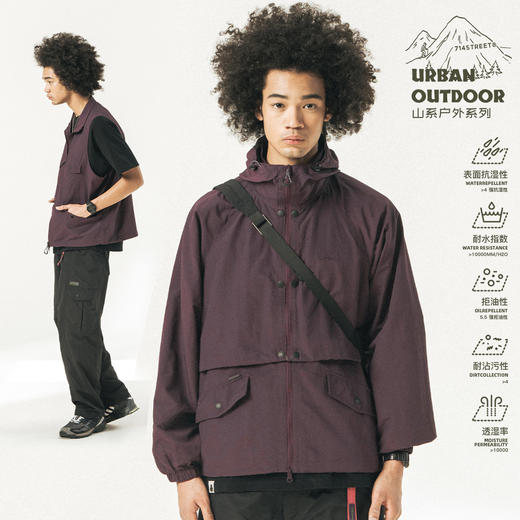 [可拆卸]714street潮牌户外连帽夹克男女2024新款冲锋衣工装马甲 商品图2