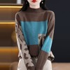 亚马逊欧美跨境毛衣女装大码宽松拼色休闲针织衫女秋冬感 商品缩略图2
