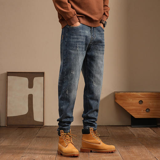 【新款DQ】大依优型大码小脚牛仔裤长裤男舒适休闲简约百搭加肥加大男装潮款 商品图2