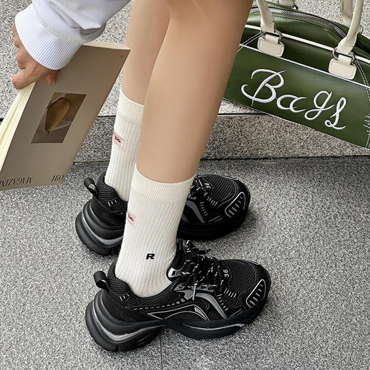 经典鲨2024年秋款安可拉红韩版网面舒适透气老爹鞋休闲鞋女KW160-D37231 商品图1