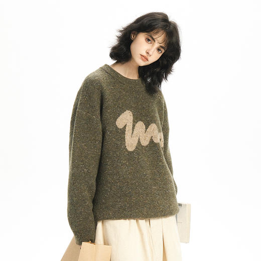 714street情侣毛衣秋冬日系复古上衣套头羊毛衫宽松慵懒风针织衫 商品图3