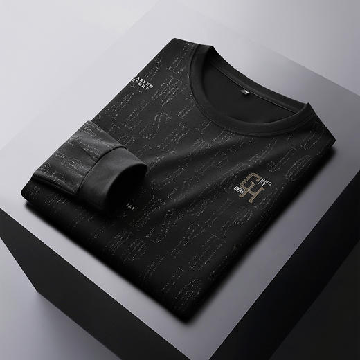 【新款DPF】大依优型大码长袖卫衣圆领套头加肥加大宽松休闲上衣男士打底 商品图2