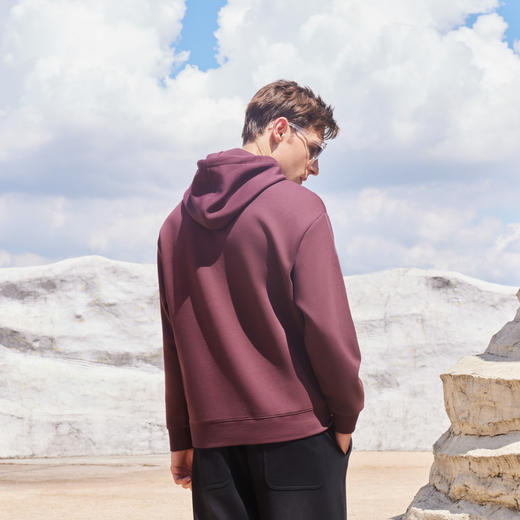 半身缘男装 秋季宽松版型英文印花休闲连帽卫衣243212P04512906 商品图4