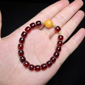 琥珀单圈-DIY翡翠蜜蜡圆珠琥珀桶珠 商品图0