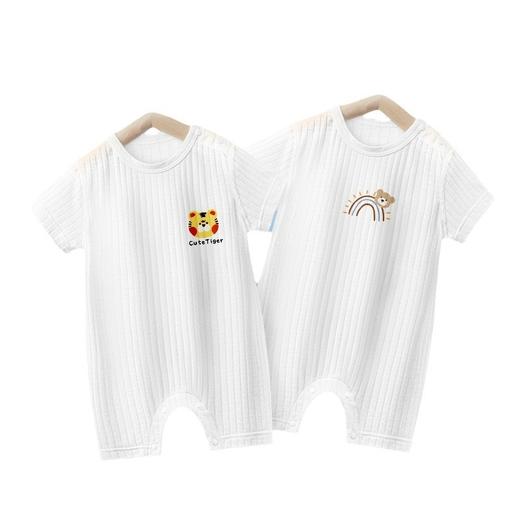 【新生儿竹纤维短袖肩开哈衣】爬服婴儿夏季连体衣新款透气空调服批发 商品图4