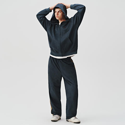 714street麂皮薄款卫衣外套男女连帽针织开衫2024秋新款帽衫套装 商品图3