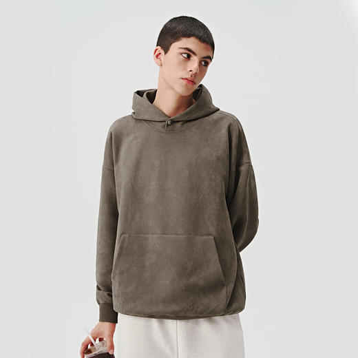 714street麂皮美式复古薄款连帽卫衣男女款帽衫2024秋季新款上衣 商品图1