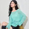 日薄荷曼波长袖镂空针织衫T恤女轻薄罩衫上衣V2942142 商品缩略图2