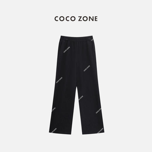 COCO ZONE 2024松紧腰纯色休闲长裤毛巾布舒适阔腿裤24C10166 商品图0