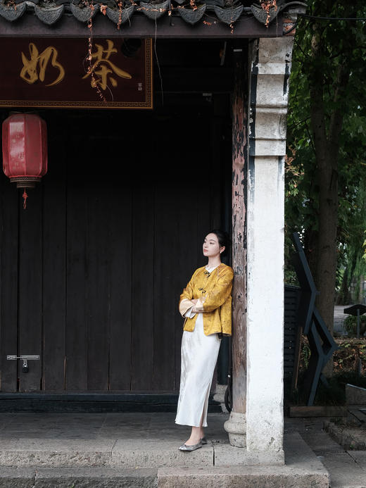 盛唐牡丹 |花香引蝶真丝宋锦对襟外套 商品图3