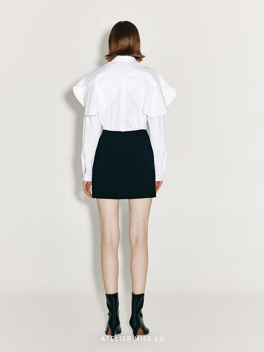 【伊甸园】圆弧裁片趣意拼接白衬衫 商品图2