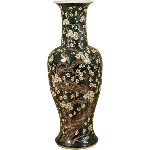 清 黑地粉彩喜上眉梢凤尾尊花瓶 商品图5