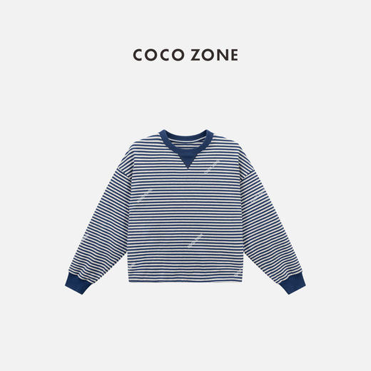 COCO ZONE 100棉时尚慵懒风条纹长袖T恤 CC2C1546 商品图0