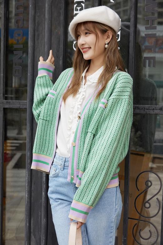 amadella 拼色V领针织开衫 13884 商品图5