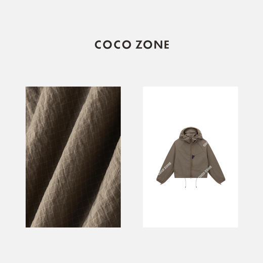 COCO ZONE 格纹撞色连帽外套双头拉链长袖上衣CC2C1321 商品图2