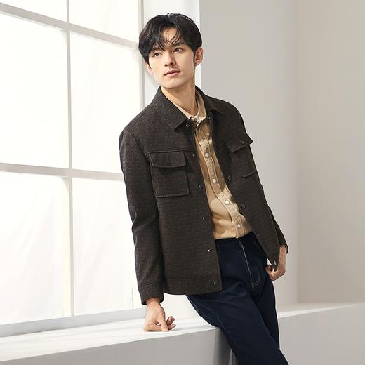 【含莫代尔】柒牌工装翻领夹克男秋冬新款时尚潮流青年茄克衫外套 127K71000 商品图1