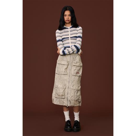 GOODBAI GOODEES豹纹印花多口袋水洗拉链工装半裙 商品图0