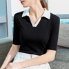 TZF-五分袖polo领t恤女秋季新款设计感小众别致翻领中袖撞色上衣 商品缩略图1