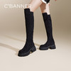 千百度过膝弹力靴袜靴女冬季厚底高筒长靴骑士靴A24523379 商品缩略图0