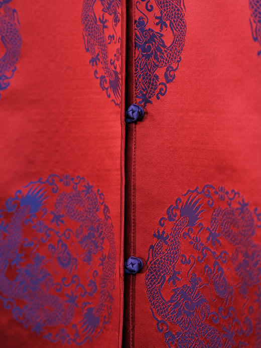 下架|盛唐婧 |中式国风库缎中长马甲-酒红 商品图2