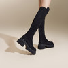 千百度过膝弹力靴袜靴女冬季厚底高筒长靴骑士靴A24523379 商品缩略图1