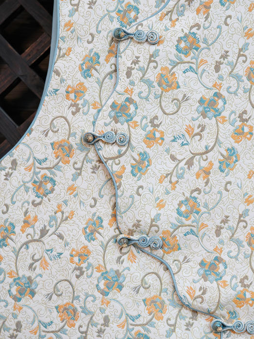 下架不制作了// 盛唐婧 |中式国风宋锦万寿藤花瓣襟马甲 商品图2