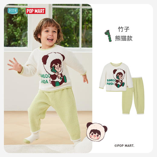 i-baby泡泡玛特联名高蓬松软羽毛纱圆领开襟恒温家居服套装 商品图8