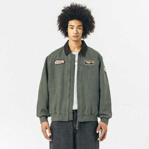 714street美式复古外套男春秋新款翻领上衣潮牌情侣装圣达菲夹克 商品图3