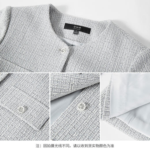 【商场同款】CNJ4859“睿智精英外套” 浅花纱灰色 气质无领设计 精致镂空雕花金属扣 长短适中 穿出好比例 商品图9