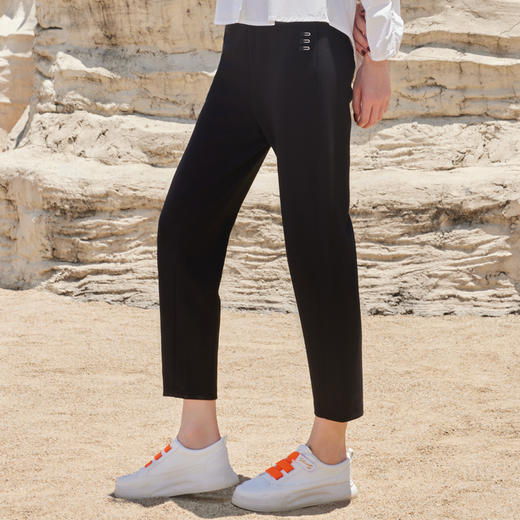 半身缘女款 秋季宽松莫代尔国风假锁扣柔软亲肤休闲裤253102U30302540 商品图0