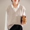 复古麻花针织马甲女2024秋冬新款v领坎肩慵懒风落肩毛衣背心外搭 商品缩略图2